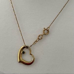 10K Yellow Gold - Diamond Accent Heart Necklace - 17 Chain.